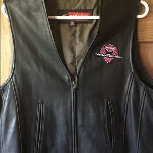 Leather Vest with Harley Davidson patches